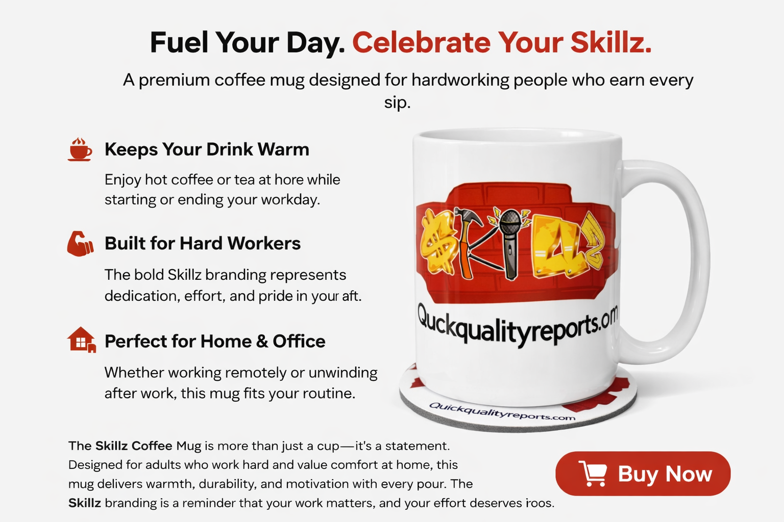 Skillz Coffee Mug - Built for Hard Workers